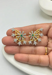 Beautiful ear studs with green stone